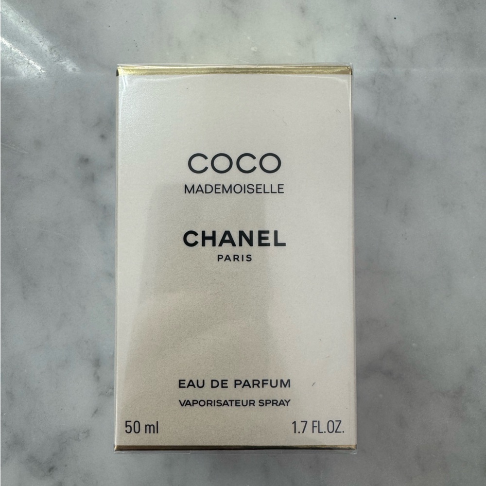 CHANEL Coco Mademoiselle Perfume Box with Gold Accents